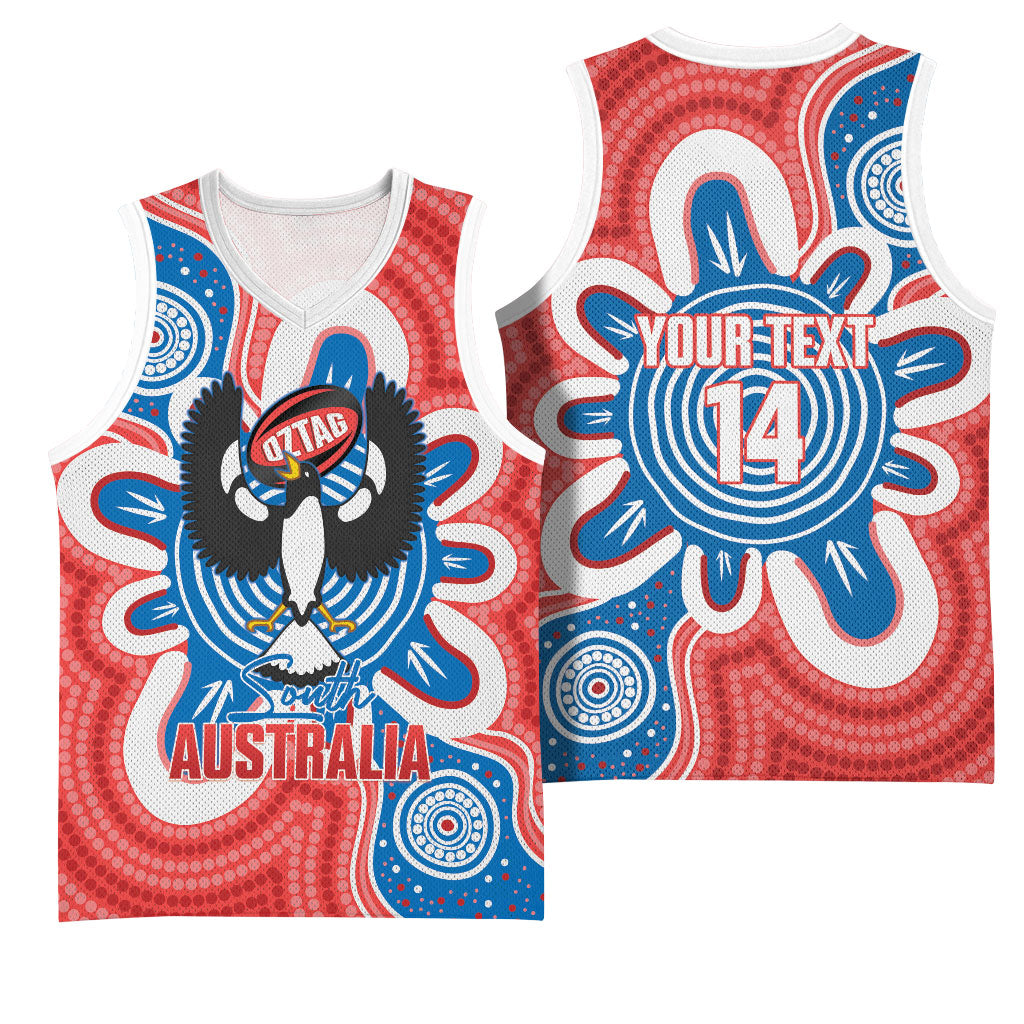 South Australia Oztag Custom Basketball Jersey SA Piping Shrike Indigenous Art