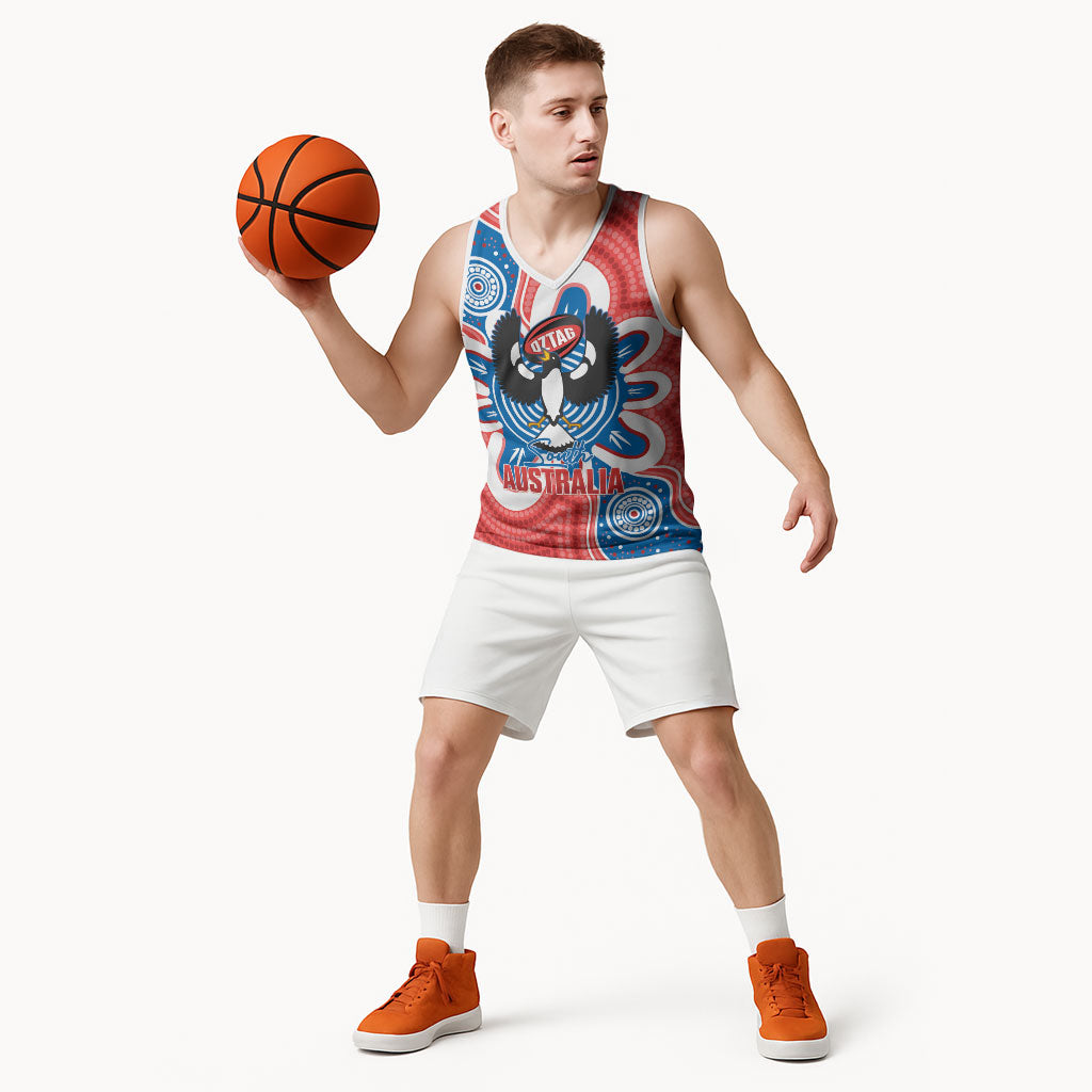 South Australia Oztag Custom Basketball Jersey SA Piping Shrike Indigenous Art