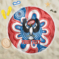 South Australia Oztag Custom Beach Blanket SA Piping Shrike Indigenous Art
