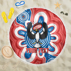 South Australia Oztag Custom Beach Blanket SA Piping Shrike Indigenous Art
