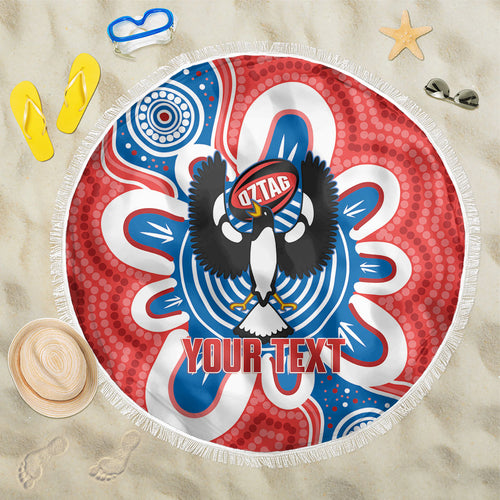 South Australia Oztag Custom Beach Blanket SA Piping Shrike Indigenous Art