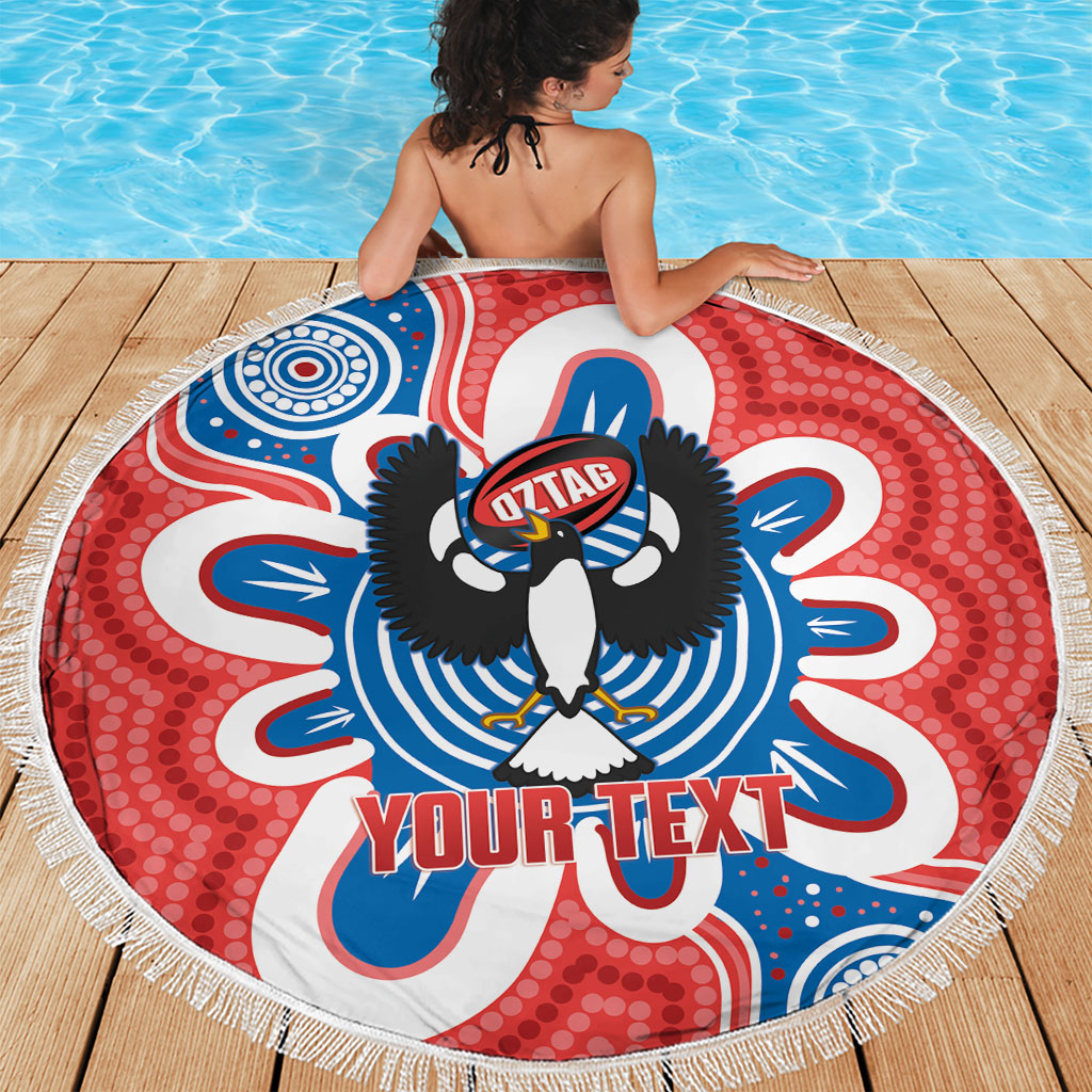 South Australia Oztag Custom Beach Blanket SA Piping Shrike Indigenous Art
