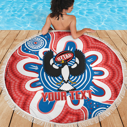 South Australia Oztag Custom Beach Blanket SA Piping Shrike Indigenous Art