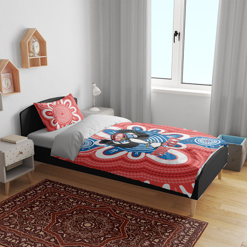 South Australia Oztag Custom Bedding Set SA Piping Shrike Indigenous Art