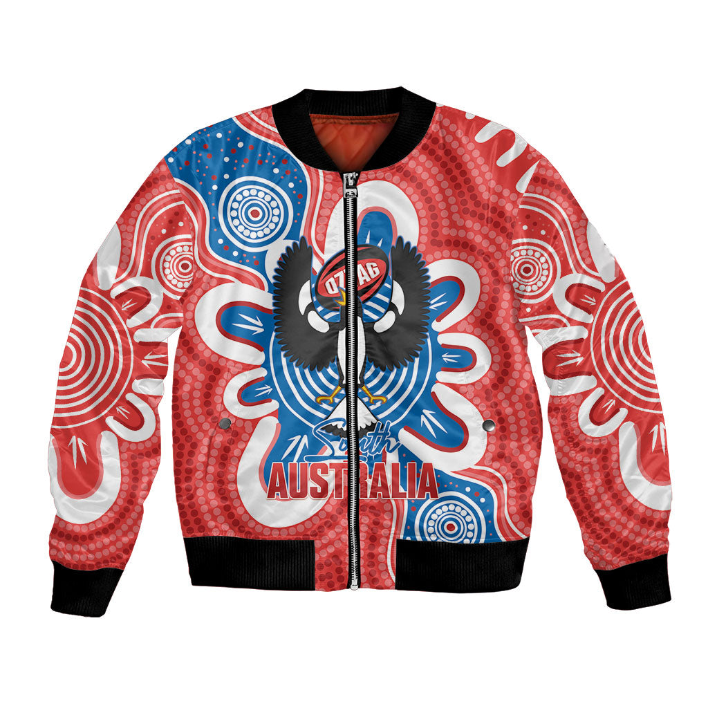 South Australia Oztag Custom Bomber Jacket SA Piping Shrike Indigenous Art