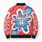 South Australia Oztag Custom Bomber Puffer Jacket SA Piping Shrike Indigenous Art