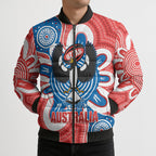 South Australia Oztag Custom Bomber Puffer Jacket SA Piping Shrike Indigenous Art
