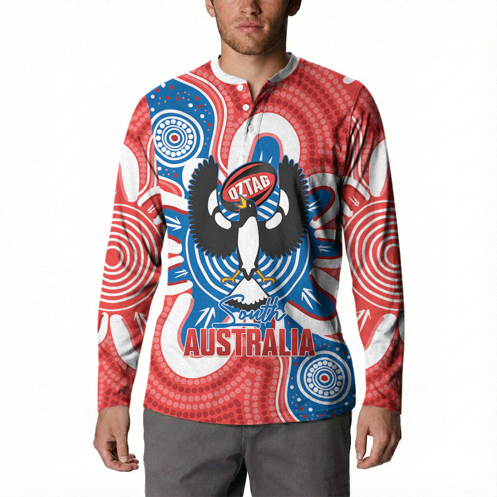 South Australia Oztag Custom Button Sweatshirt SA Piping Shrike Indigenous Art