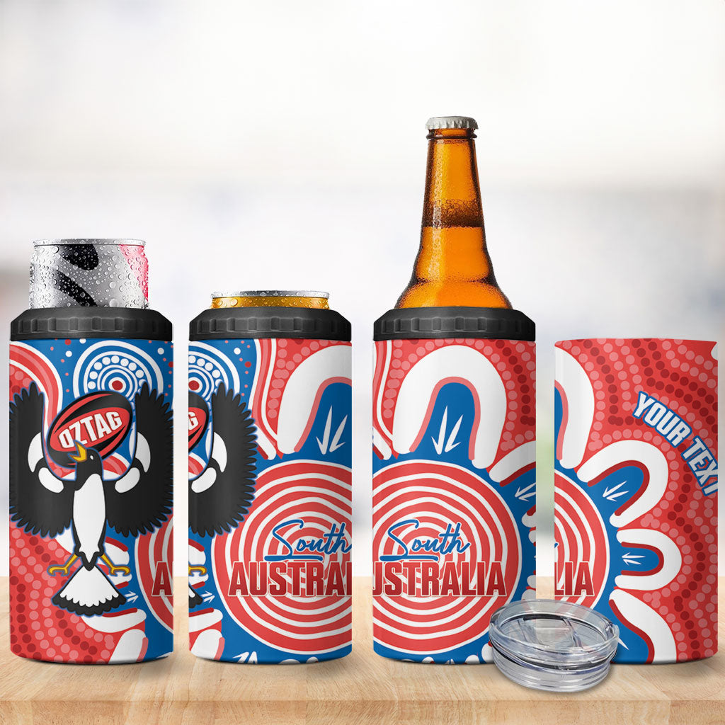 South Australia Oztag Custom 4 in 1 Can Cooler Tumbler SA Piping Shrike Indigenous Art