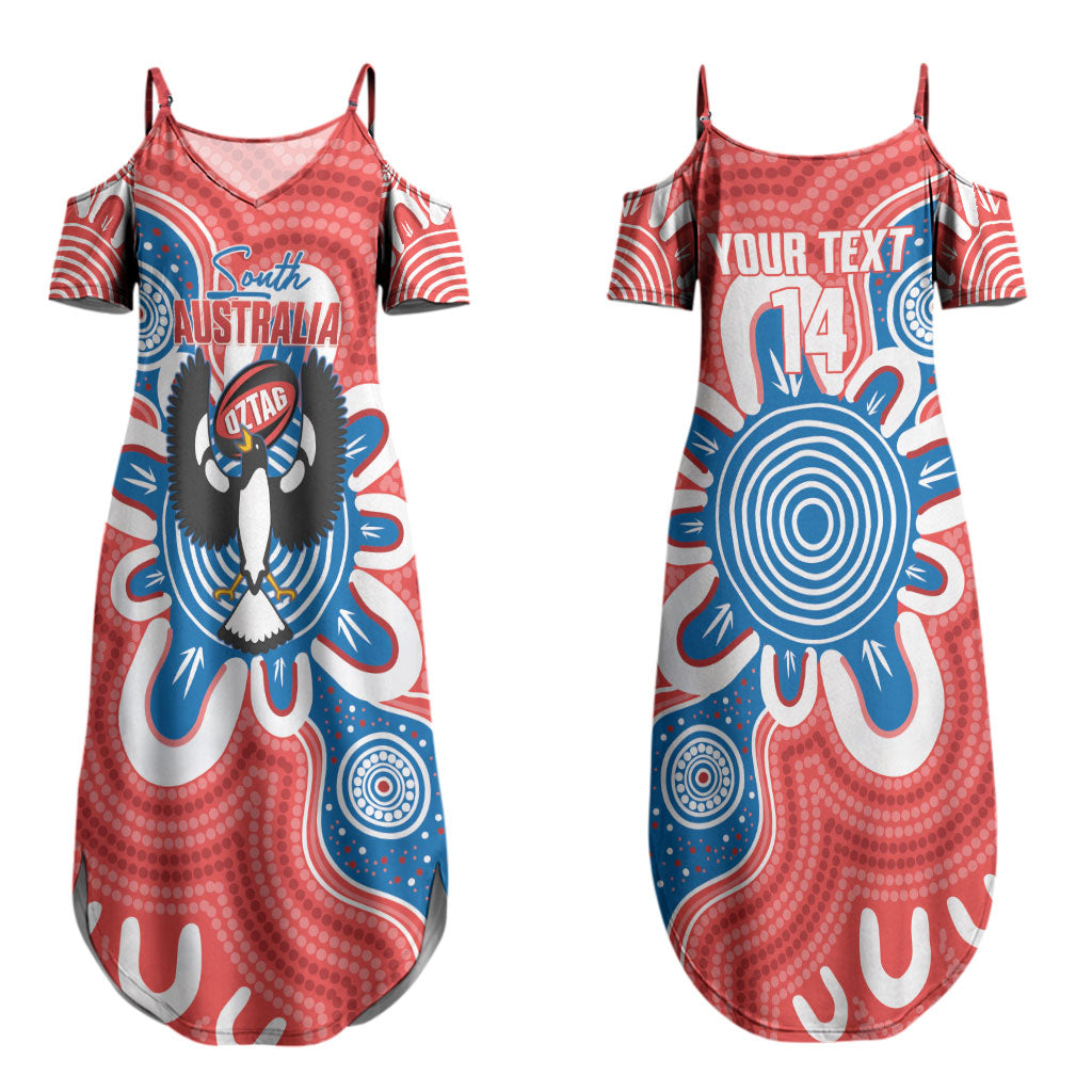 South Australia Oztag Custom Couples Matching Summer Maxi Dress and Hawaiian Shirt SA Piping Shrike Indigenous Art