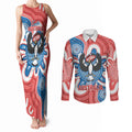 South Australia Oztag Custom Couples Matching Tank Maxi Dress and Long Sleeve Button Shirt SA Piping Shrike Indigenous Art