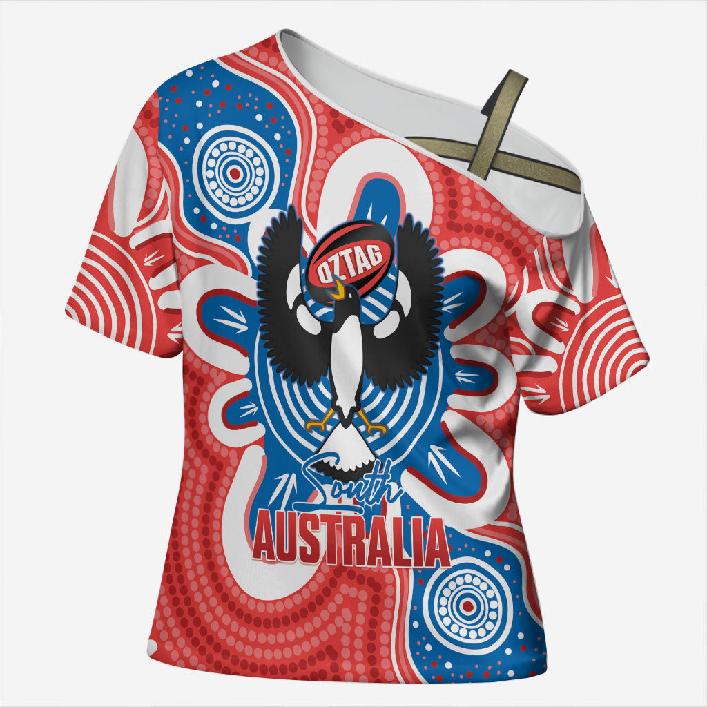South Australia Oztag Custom Cross Shoulder Shirt SA Piping Shrike Indigenous Art
