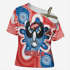 South Australia Oztag Custom Cross Shoulder Shirt SA Piping Shrike Indigenous Art