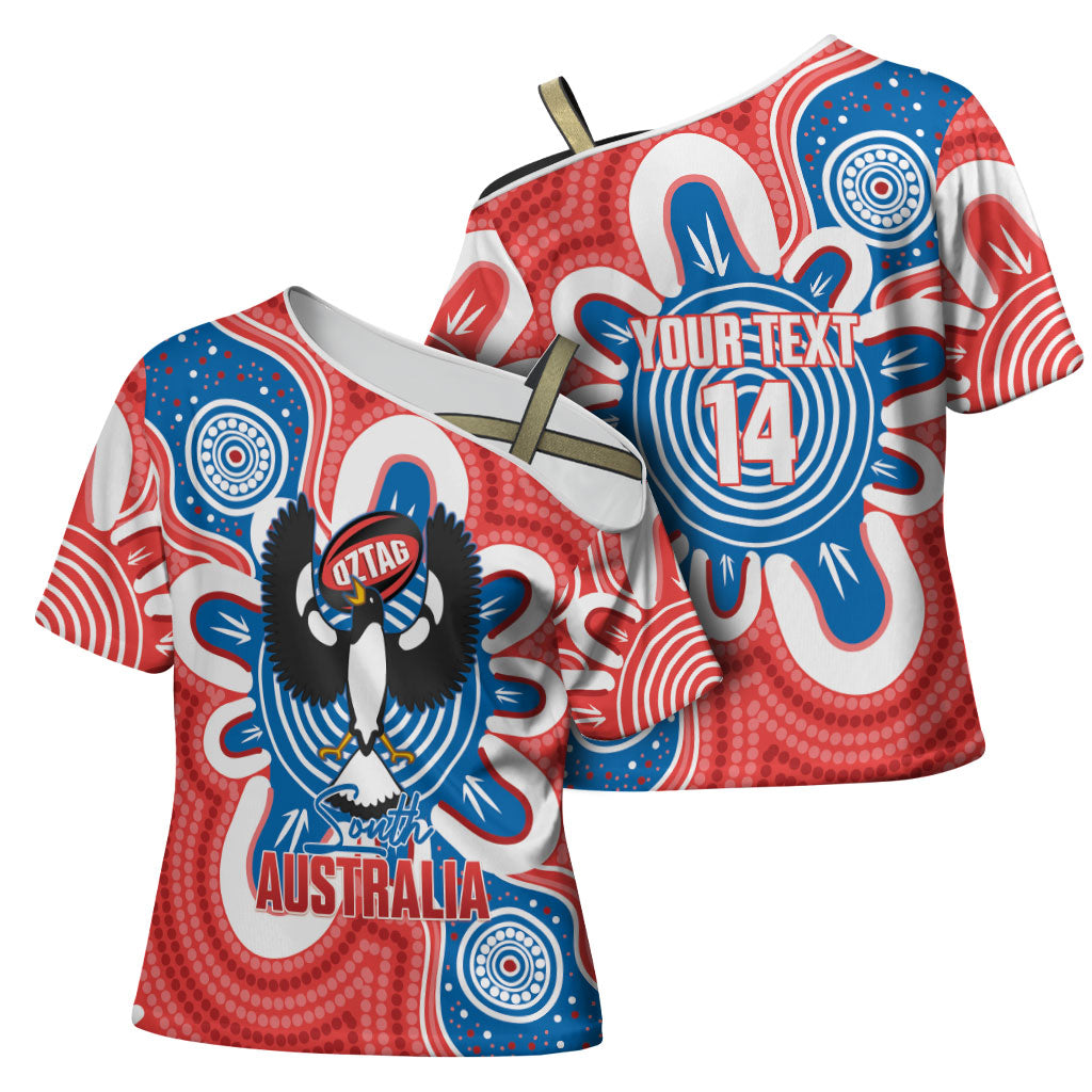 South Australia Oztag Custom Cross Shoulder Shirt SA Piping Shrike Indigenous Art