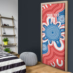 South Australia Oztag Custom Door Cover SA Piping Shrike Indigenous Art