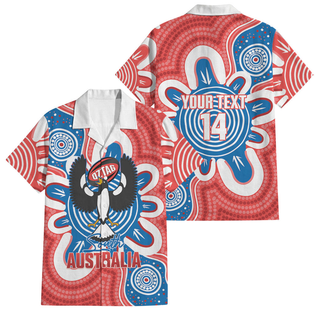 South Australia Oztag Custom Family Matching Long Sleeve Bodycon Dress and Hawaiian Shirt SA Piping Shrike Indigenous Art