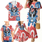 South Australia Oztag Custom Family Matching Mermaid Dress and Hawaiian Shirt SA Piping Shrike Indigenous Art