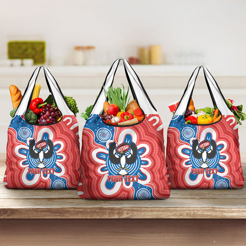 South Australia Oztag Custom Grocery Bag SA Piping Shrike Indigenous Art