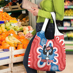South Australia Oztag Custom Grocery Bag SA Piping Shrike Indigenous Art