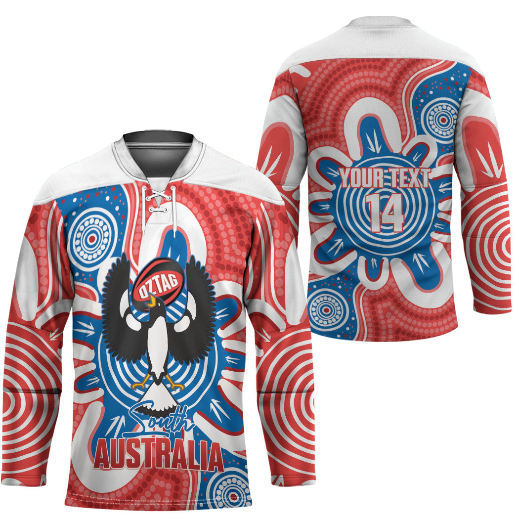South Australia Oztag Custom Hockey Jersey SA Piping Shrike Indigenous Art