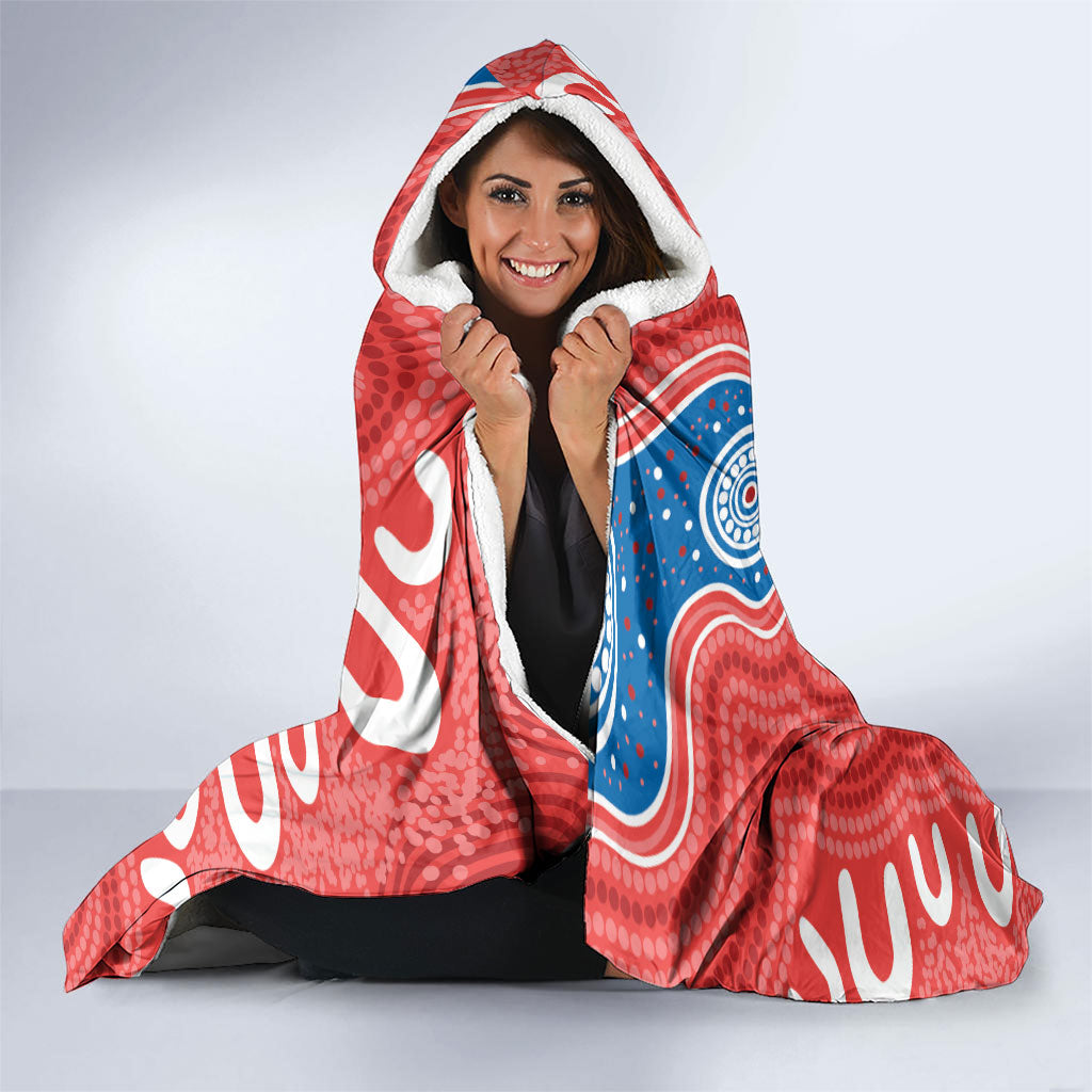 South Australia Oztag Custom Hooded Blanket SA Piping Shrike Indigenous Art