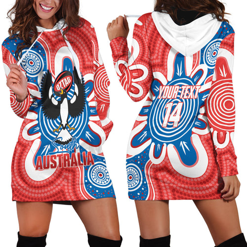 South Australia Oztag Custom Hoodie Dress SA Piping Shrike Indigenous Art