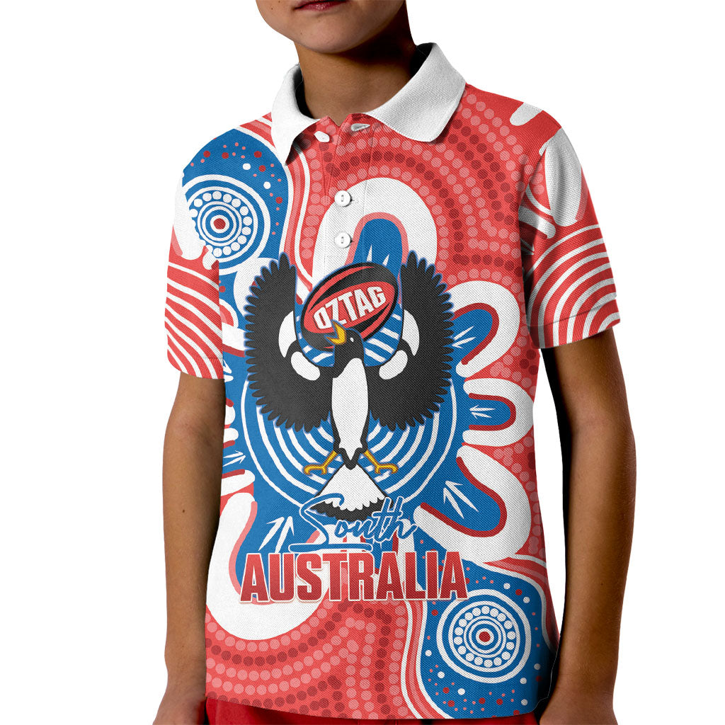South Australia Oztag Custom Kid Polo Shirt SA Piping Shrike Indigenous Art