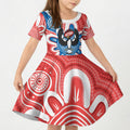 South Australia Oztag Custom Kid Short Sleeve Dress SA Piping Shrike Indigenous Art