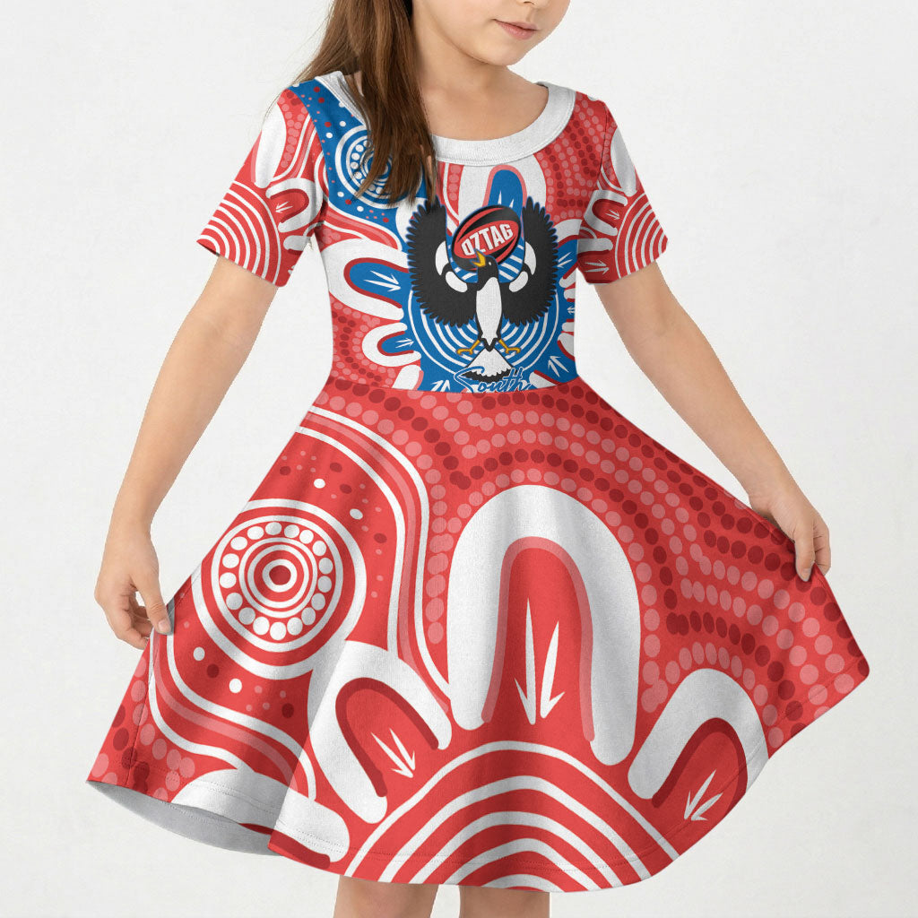 South Australia Oztag Custom Kid Short Sleeve Dress SA Piping Shrike Indigenous Art