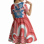 South Australia Oztag Custom Kid Short Sleeve Dress SA Piping Shrike Indigenous Art