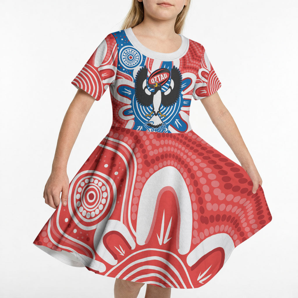 South Australia Oztag Custom Kid Short Sleeve Dress SA Piping Shrike Indigenous Art