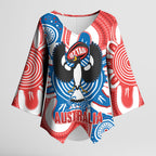 South Australia Oztag Custom Kimono Sleeve Blouse SA Piping Shrike Indigenous Art