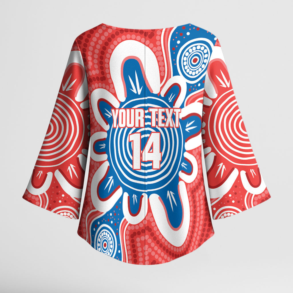 South Australia Oztag Custom Kimono Sleeve Blouse SA Piping Shrike Indigenous Art