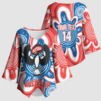 South Australia Oztag Custom Kimono Sleeve Blouse SA Piping Shrike Indigenous Art