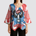 South Australia Oztag Custom Kimono Sleeve Blouse SA Piping Shrike Indigenous Art