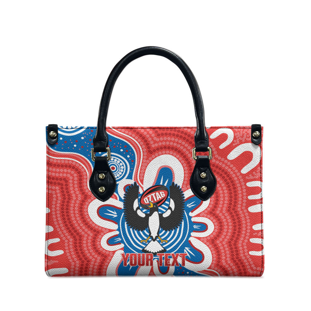 South Australia Oztag Custom Leather Bag SA Piping Shrike Indigenous Art