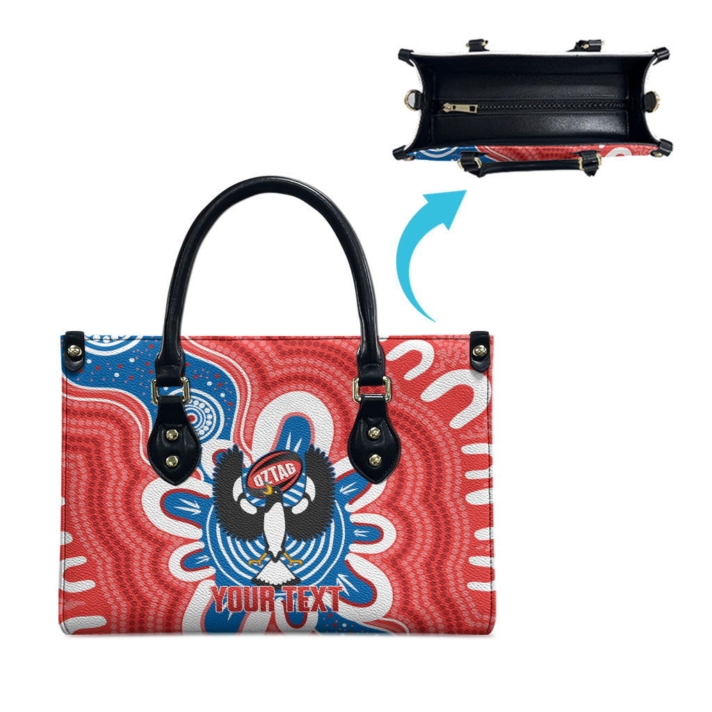 South Australia Oztag Custom Leather Bag SA Piping Shrike Indigenous Art