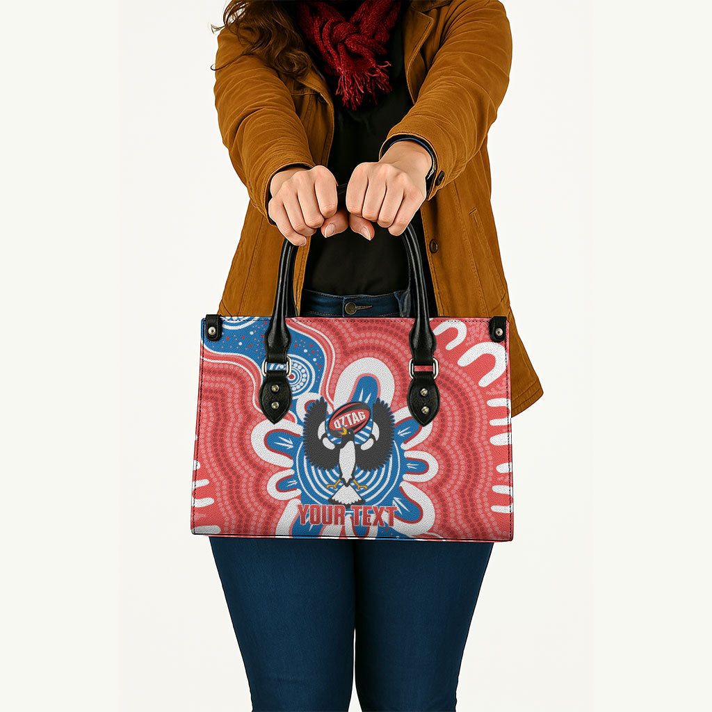 South Australia Oztag Custom Leather Bag SA Piping Shrike Indigenous Art