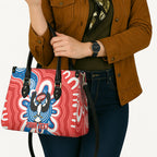 South Australia Oztag Custom Leather Bag SA Piping Shrike Indigenous Art