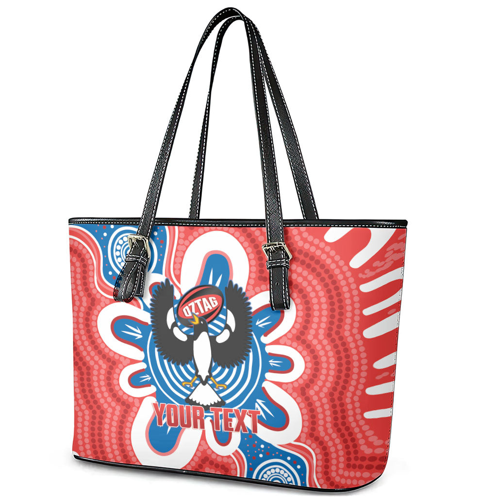 South Australia Oztag Custom Leather Tote Bag SA Piping Shrike Indigenous Art