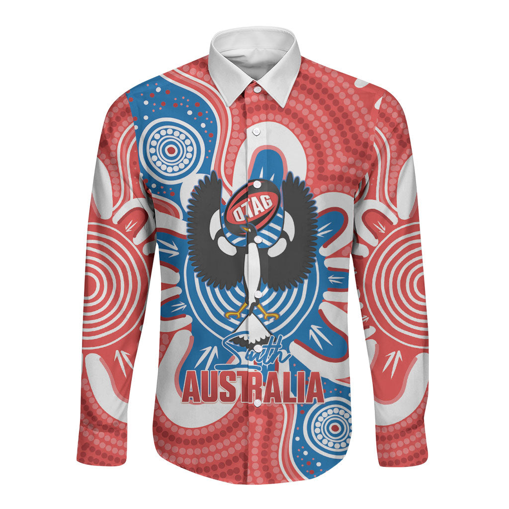 South Australia Oztag Custom Long Sleeve Button Shirt SA Piping Shrike Indigenous Art
