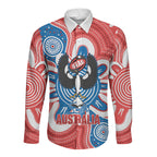 South Australia Oztag Custom Long Sleeve Button Shirt SA Piping Shrike Indigenous Art