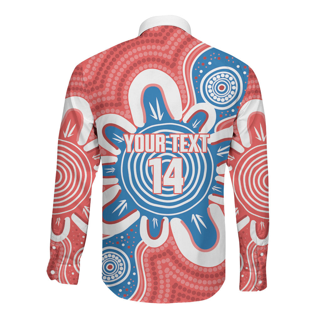 South Australia Oztag Custom Long Sleeve Button Shirt SA Piping Shrike Indigenous Art
