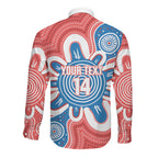 South Australia Oztag Custom Long Sleeve Button Shirt SA Piping Shrike Indigenous Art