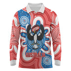 South Australia Oztag Custom Long Sleeve Polo Shirt SA Piping Shrike Indigenous Art