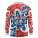 South Australia Oztag Custom Long Sleeve Polo Shirt SA Piping Shrike Indigenous Art