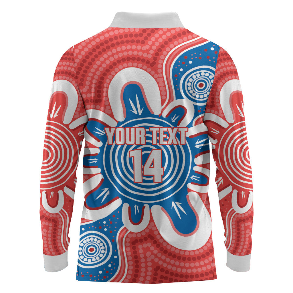 South Australia Oztag Custom Long Sleeve Polo Shirt SA Piping Shrike Indigenous Art