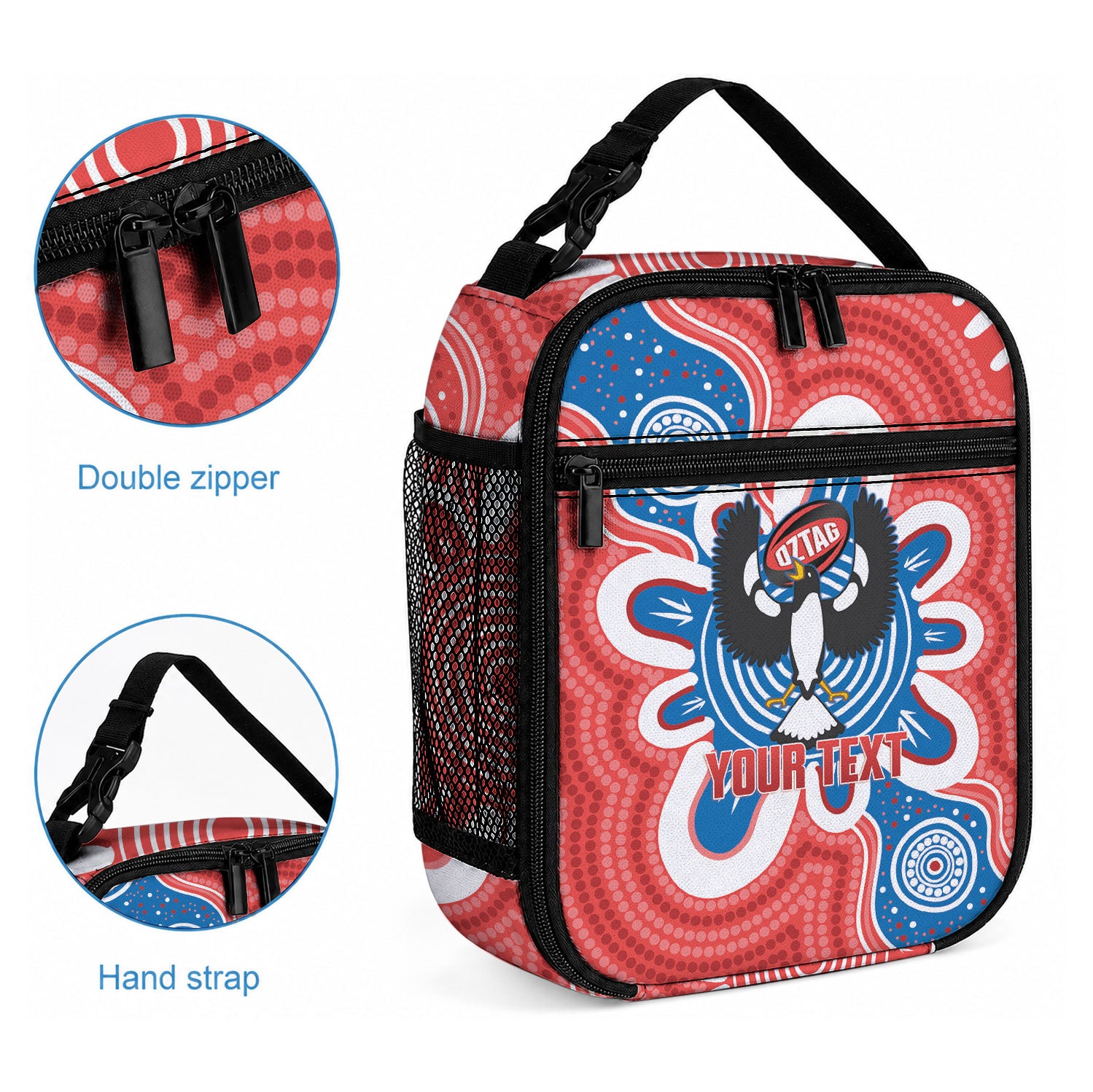 South Australia Oztag Custom Lunch Bag SA Piping Shrike Indigenous Art