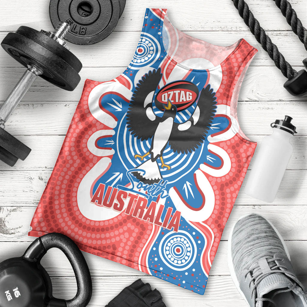 South Australia Oztag Custom Men Tank Top SA Piping Shrike Indigenous Art