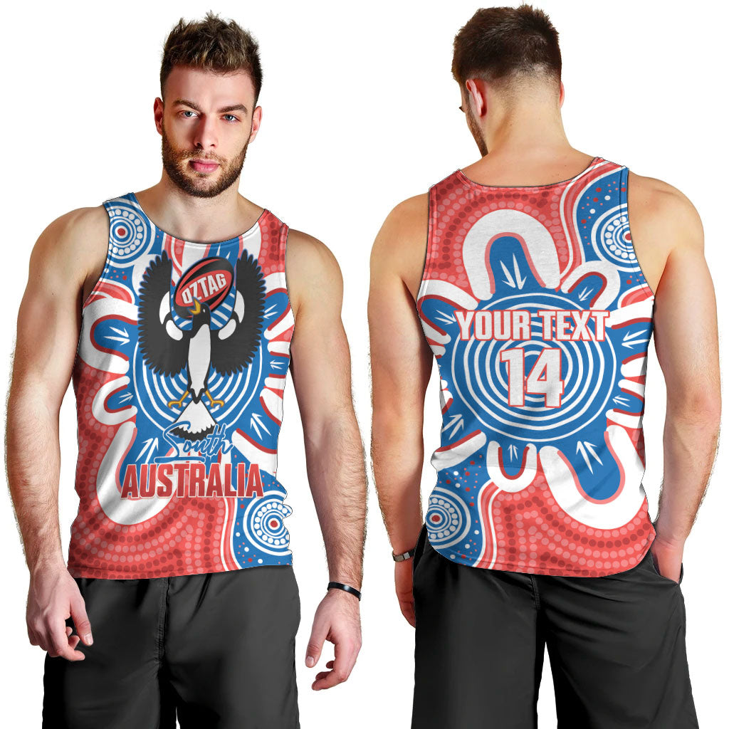 South Australia Oztag Custom Men Tank Top SA Piping Shrike Indigenous Art